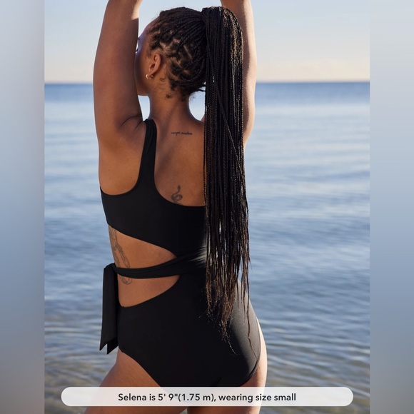 Aerie Cut Out Tie Asymmetrical One Piece Swimsuit - Picture 2 of 7